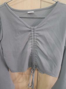 Grey Knot Top