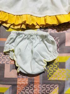 Cute Yellow And White Baby Frock