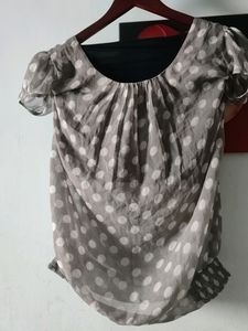 Grey Polka Dot Top