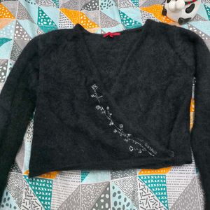 Elegant Black Cardigan over Top