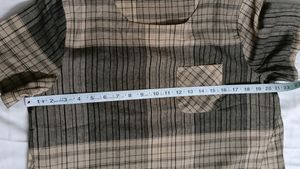 Women Beige Grey Checks Regular Fit Top