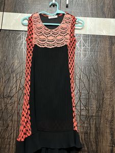 Coral-Black Bodycon Dress