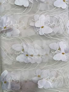 2 Meter White Butterfly Applique Net Fabric