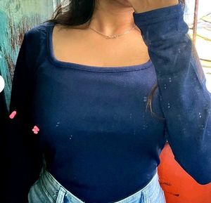 Navy Blue Long Sleeve Top