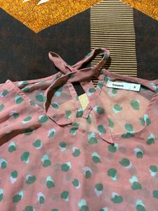 Pink Polka Dot Top with Tie Back