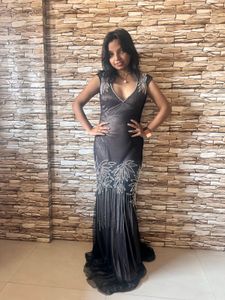 Elegant Brown Embellished Gown