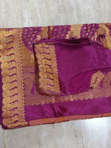 Megenta Border Saree With Blouse