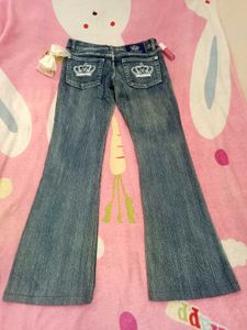 Crown Embellished Flare Jeans