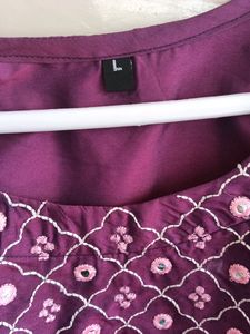 New Unused Purple Artt Silk Dress Set