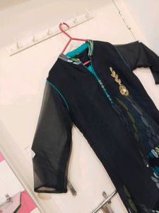 Green And Black Colour Kurti