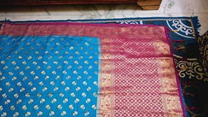 Blue &amp; Gold Silk Saree
