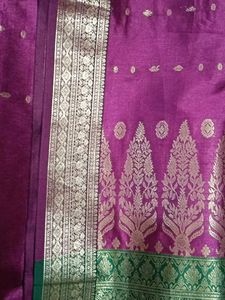 Purple &amp; Green Banarasi Silk Saree