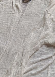 Ecru Knit Open Cardigan