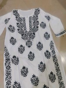 White N Black Lucknowi Kurta