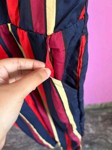 Capsleeves Striped Jumpsuit-Bust Size 32inch