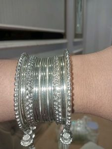 Silver Oxidised Bangles One Set