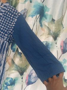 Dual Print Blue Cotton Top
