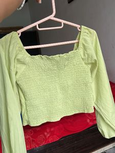 Green Tie-Front Top