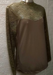 Mango Brand Medium Size Lace Mendhi Colour Top