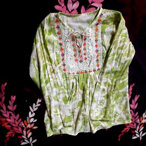 Embroidered Green Top