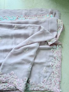 Embroidered Light Pink Saree