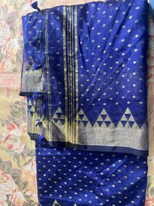 Blue Polka Dot Saree with Blouse