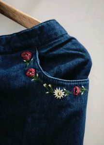 Denim Skirt With Handwork Detailing