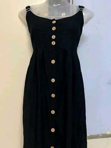 Zara branded Black Button-Down Midi Dress