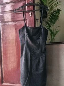 A Black Velvet Mini Dress For Women