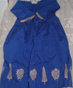 Unstitched Blue And Red Kurta