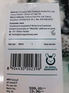 Plum And My Glam Face Serum With Free Pilgrim Moi