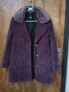 Purple Fur Collar Coat