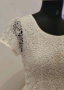 White Lace Drop Waist Dress