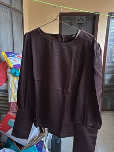 Elegant Brown Long Sleeve Top