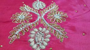 Pink Fabric with Gold Embroidery