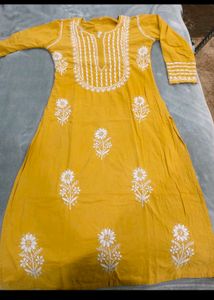 Yellow Chikankari Kurti