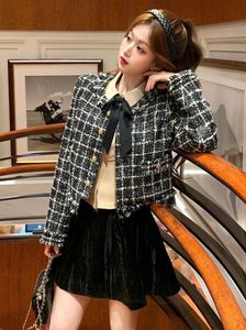 Tweed Cropped Jacket With Skorts Set
