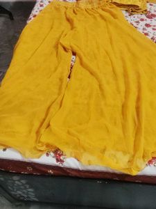 Yellow haldi suit plazo trouser sui