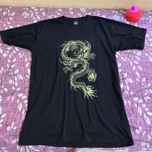 Black printed graphic oversized tshirt