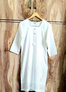 White Emboridery Work Kurti Size-34