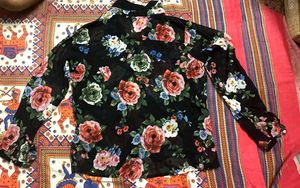 🖤Elegant Black Floral Full-Sleeve Shirt Style Top