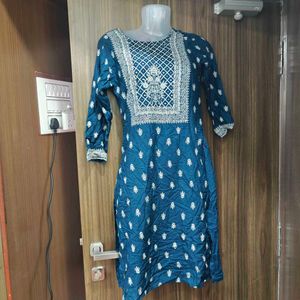 Blue Embroidered Kurta