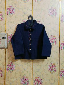 Elegant Navy Blue Embroidered Jacket
