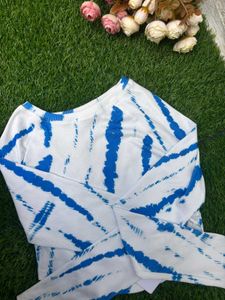 Blue Tie-Dye Cropped Long Sleeve