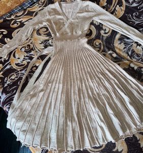 Golden Shimmer Winter Dress