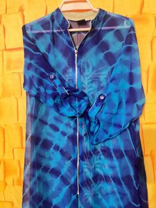 Blue Tie-Dye Embroidered Tunic