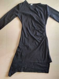 Elegant Black Wrap Bodycon Mini Dress