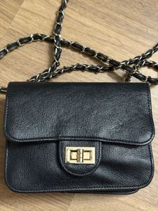 Leather Black Sling Bag Small