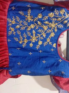 Red &amp; Blue Embroidered Dress