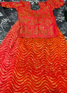 Beautiful Orange And Pink Lehanga Choli